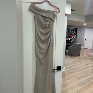 Eliza J One Shoulder Silver Dress